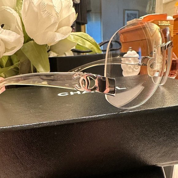 Chanel Double CC Rare, Vintage Silver Sunglasses RImless - Picture 3 of 10